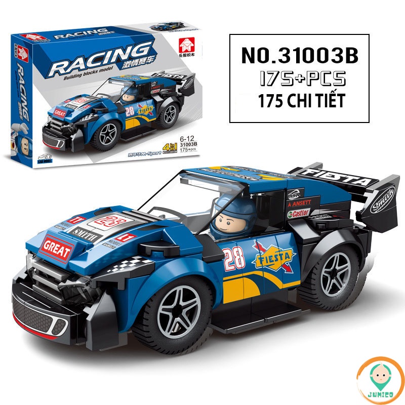 Đồ chơi xếp hình lắp ráp mô hình ô tô đua cho bé trai bé gái thông minh sáng tạo JUMICO LO