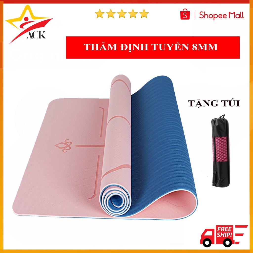 Thảm Tập Yoga, Thảm Tập Gym Định Tuyến ACK SPORT, Thảm Yoga Chống Trượt – Tặng Kèm Túi