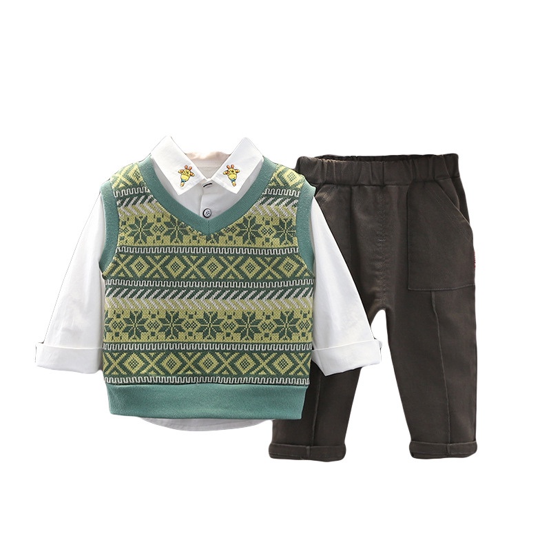 SET BỘ QUẦN ÁO THU ĐÔNG 3 MẢNH PHONG CÁCH TÂY ÂU CHO BÉ TRAI