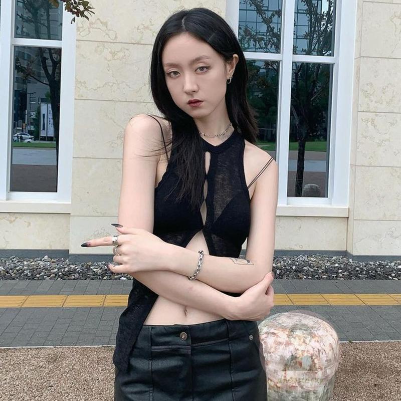 Áo Lưới Không Tay Cổ Tròn Màu Trơn Thời Trang Dành Cho Nữ