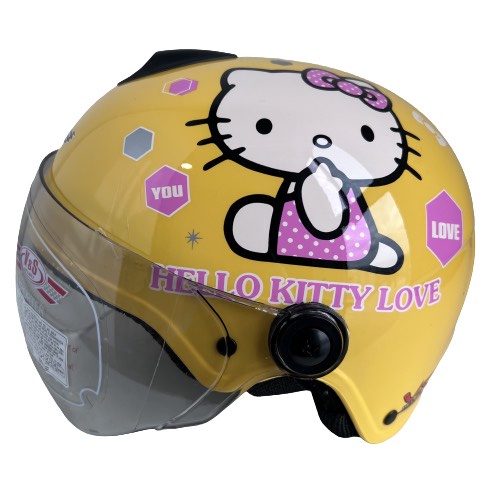 Nón bảo hiểm trẻ em nửa đầu có kính Hello Kitty V&amp;S cho bé  3-6 tuổi - dưới 18kg -  Vàng bóng - Vs103KS