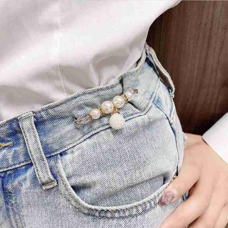 Ghim cài đai quần đính ngọc trai nhân tạo thời trang