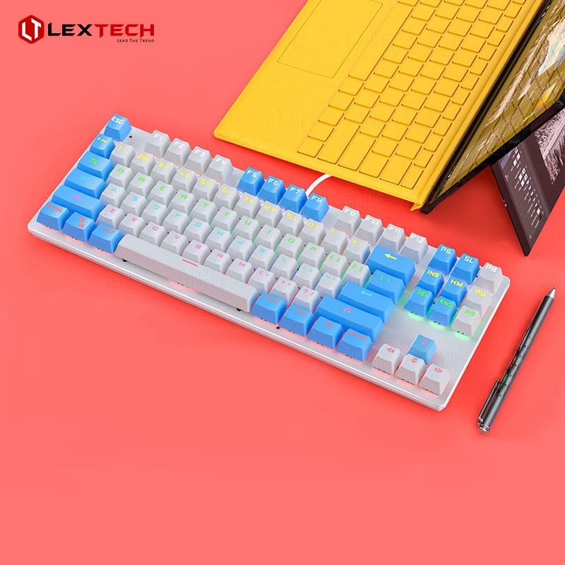 Bàn phím cơ gaming LexTech bàn phím văn phòng chơi game 87 phím blue switch LED 9 chế độ chống mỏi tay BK400