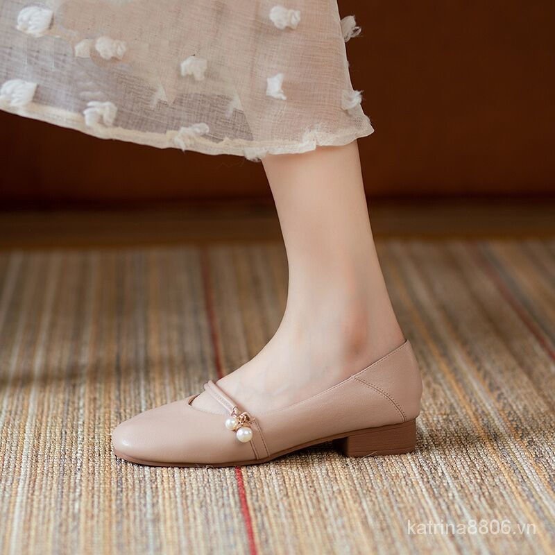 Giày gót thấp mũi tròn đế mềm ngọt ngào thời trang nữ tính