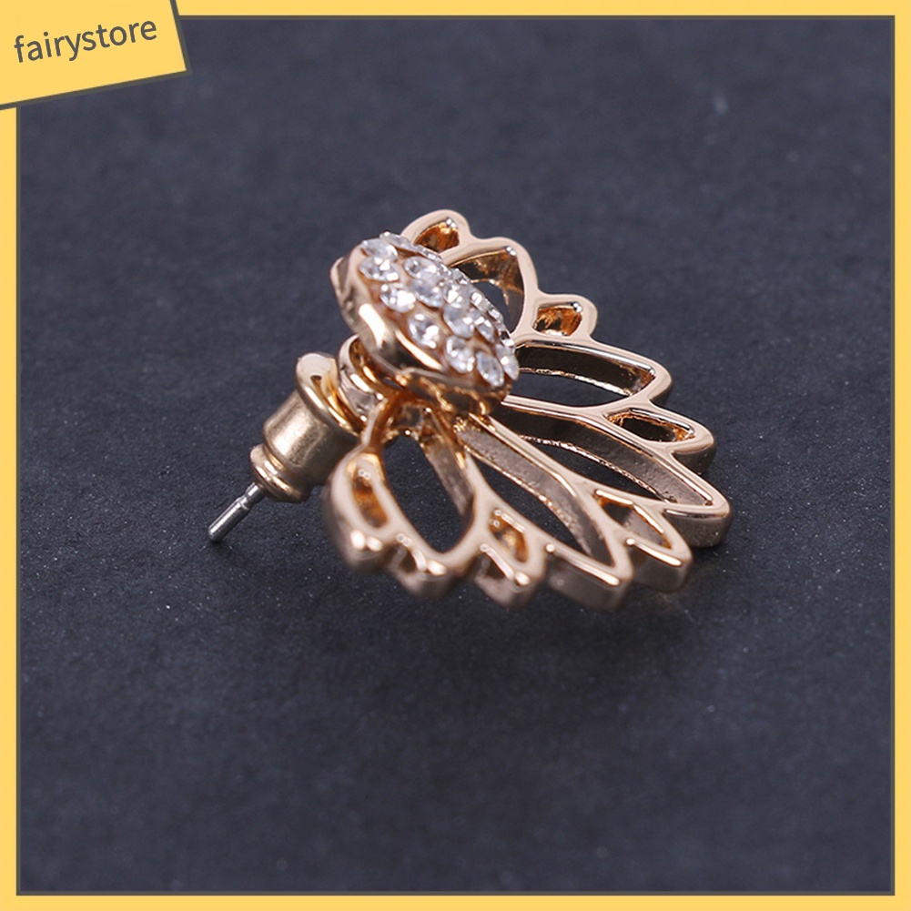 Bông Tai Hợp Kim Hình Hoa Sen Đính Đá Xinh Xắn