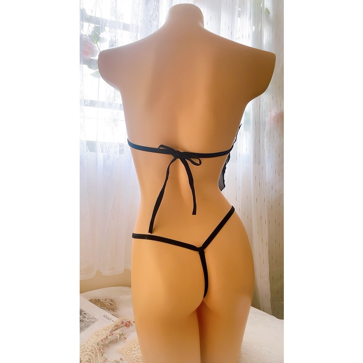 [kellywang] Sx 284 -1 set yếm ren cao cấp kèm quần lót lọt khe-Freesize 40-65kg