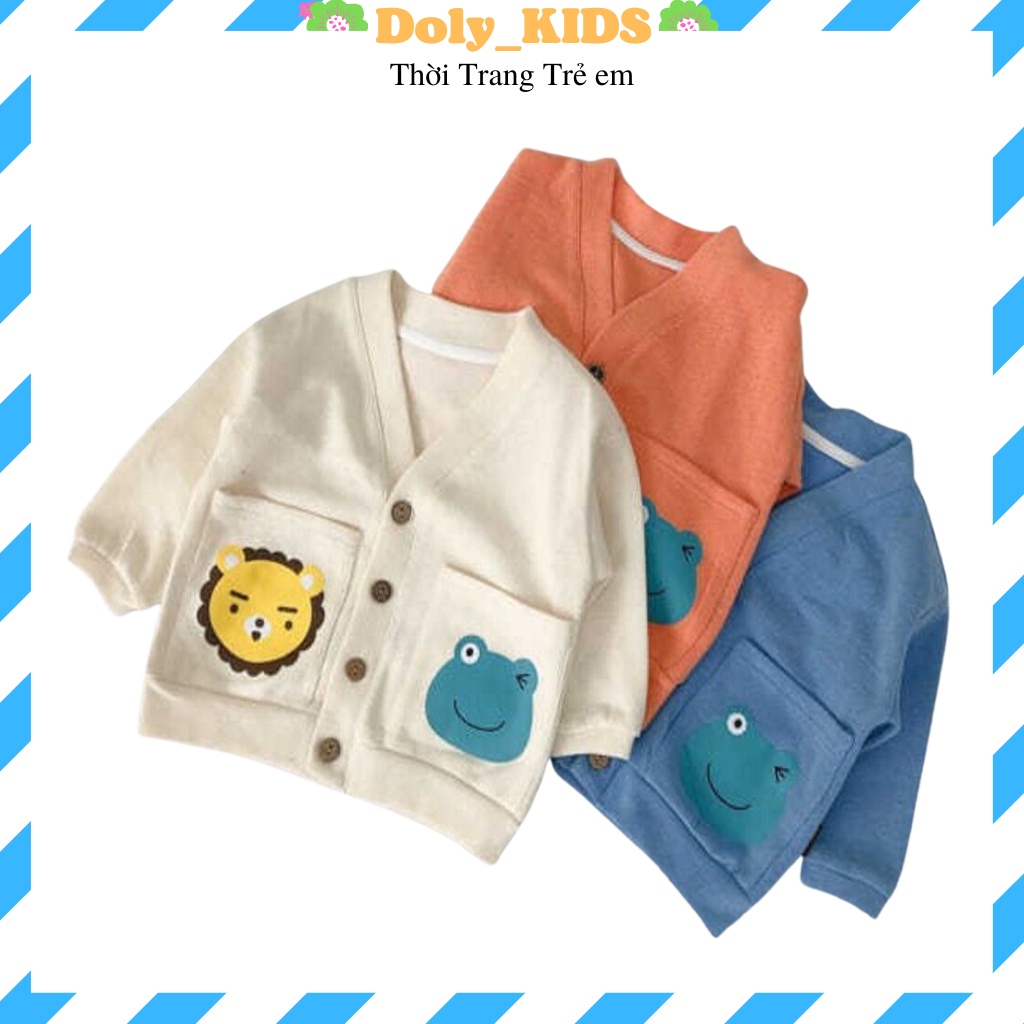 Áo khoác cho bé trai bé gái DOLY KIDS, áo cardigan cho bé trai bé gái chất cotton in hình thú cực yêu cho bé từ 7-20kg