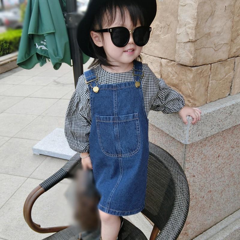 Chân váy yếm denim thời trang dành cho bé gái