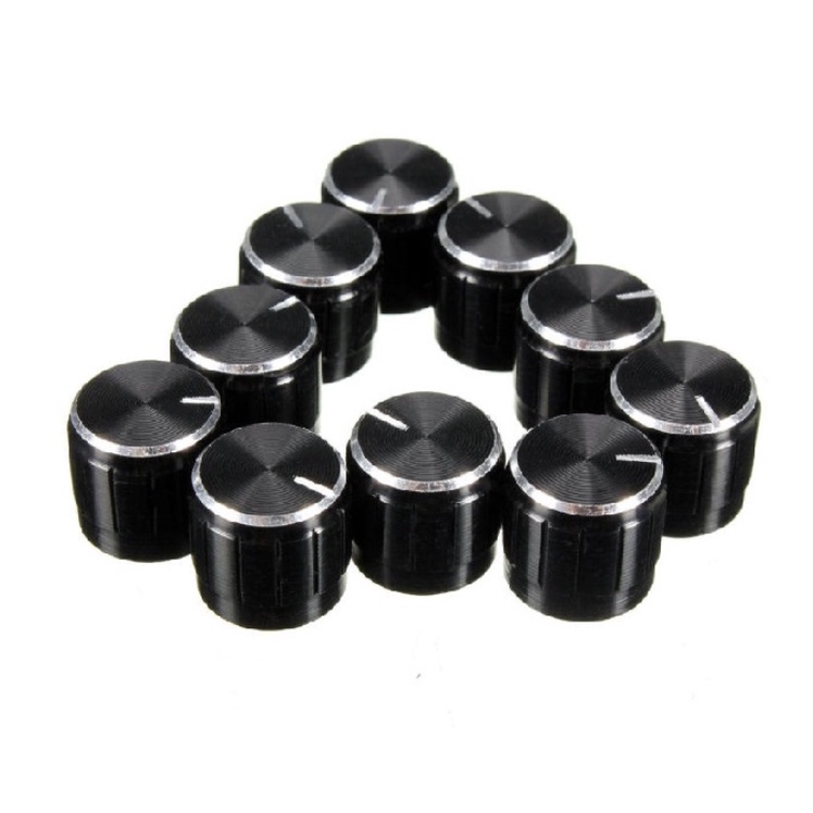 Núm vặn Chiết Áp 6mm nhôm, trục có khía , đường kính 15mm x 17mm