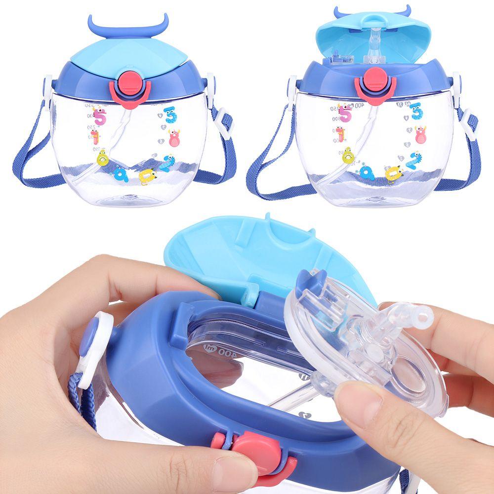 PISTA Bình Uống Nước Kèm Ống Hút Hoạ Tiết Hoạt Hình Xinh Xắn Dành Cho Bé