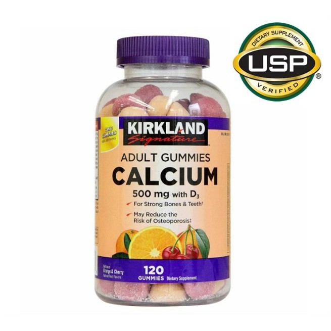 Kẹo dẻo Canxi Kirkland Signature Adult Gummies Calcium 500mg D3 – 120 viên