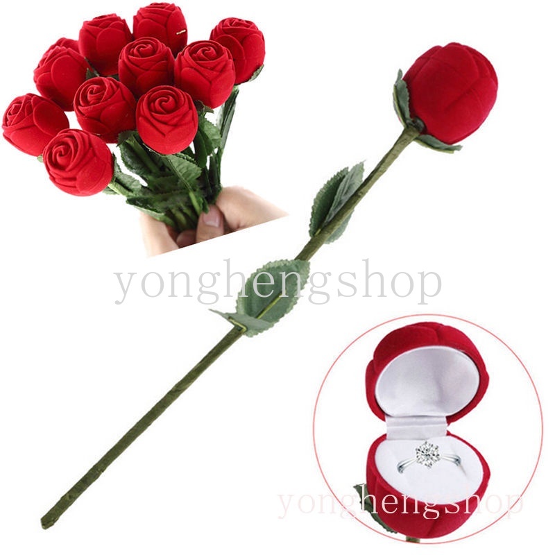 Hộp Đựng Nhẫn Hình Hoa Hồng Đỏ Độc Đáo