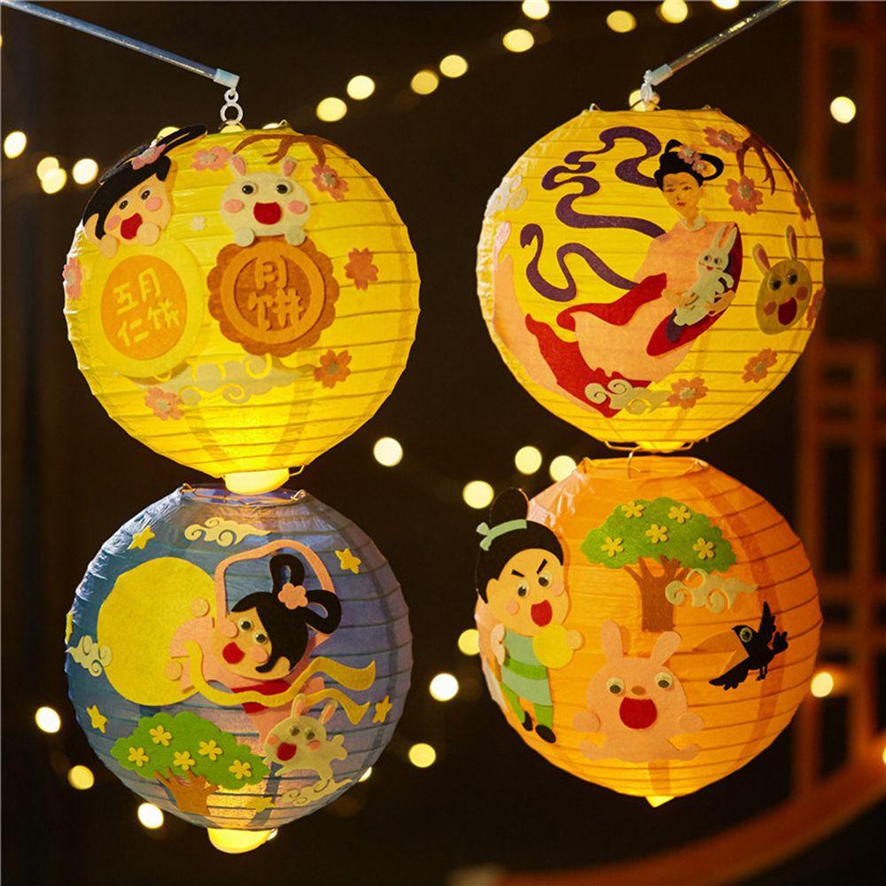 YIYU Lồng Đèn Giấy Họa Tiết Thỏ Hoạt Hình Dùng Trang Trí DIY