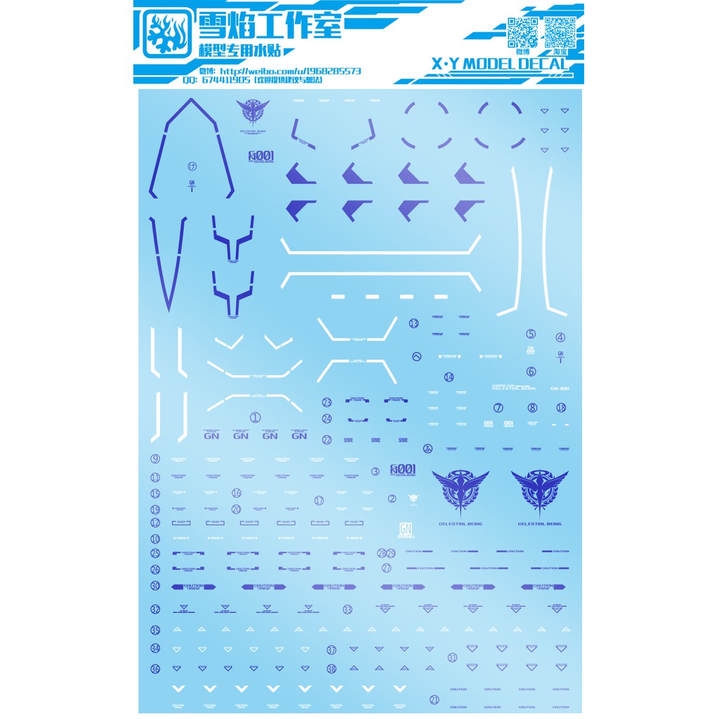 Decal nước dán mô hình Exia MG RG HG Avalanche Gundam decal base các loại - Water sticker