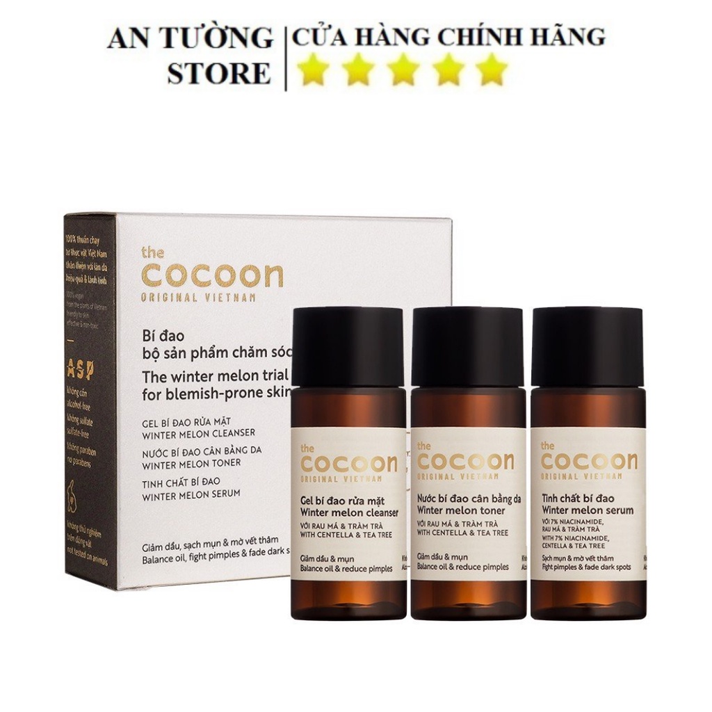 Bộ sản phẩm Cocoon bí đao Trial Kit chăm sóc cho da mụn