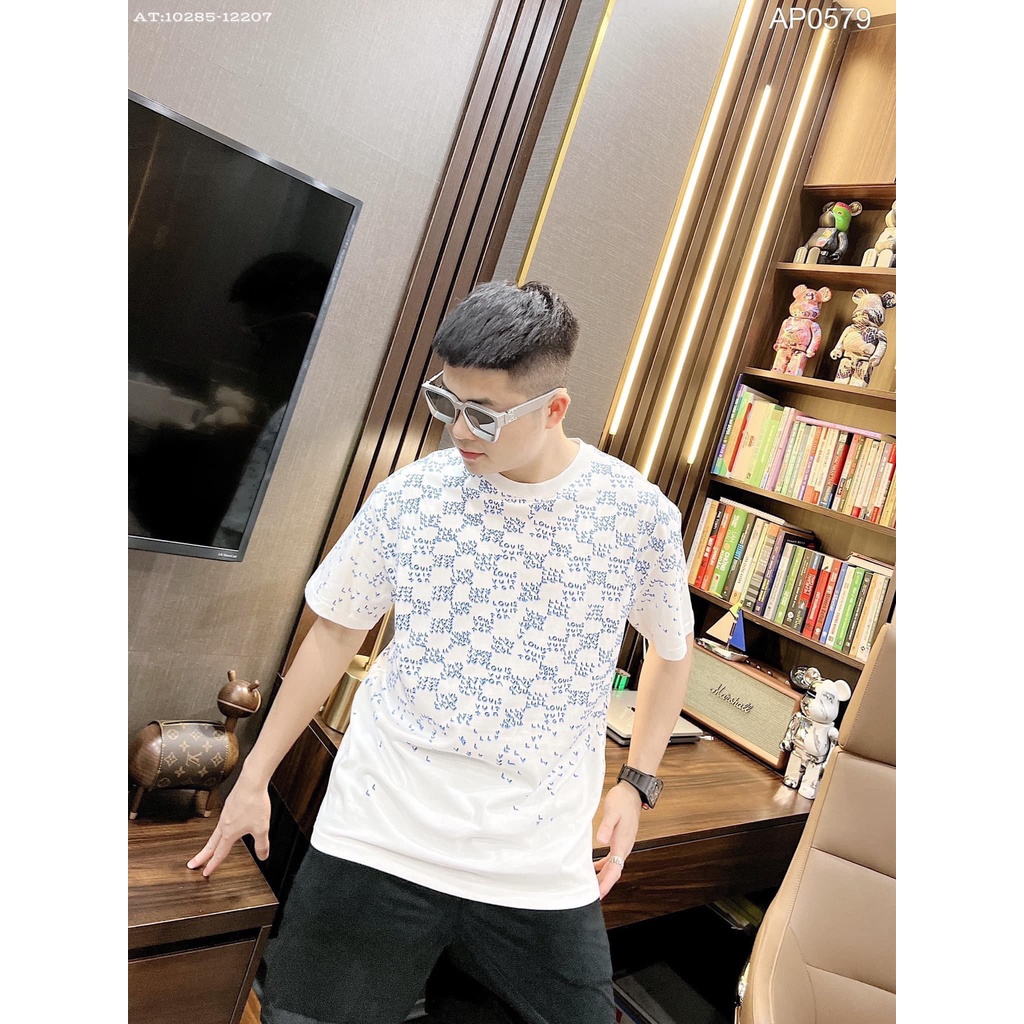 Áo Phông Nam Tay Lỡ Phối Chữ Chéo Cá Tính / Cotton Hàn Mịn Mặc Thể Thao Thoải Mái Mã BTT9384