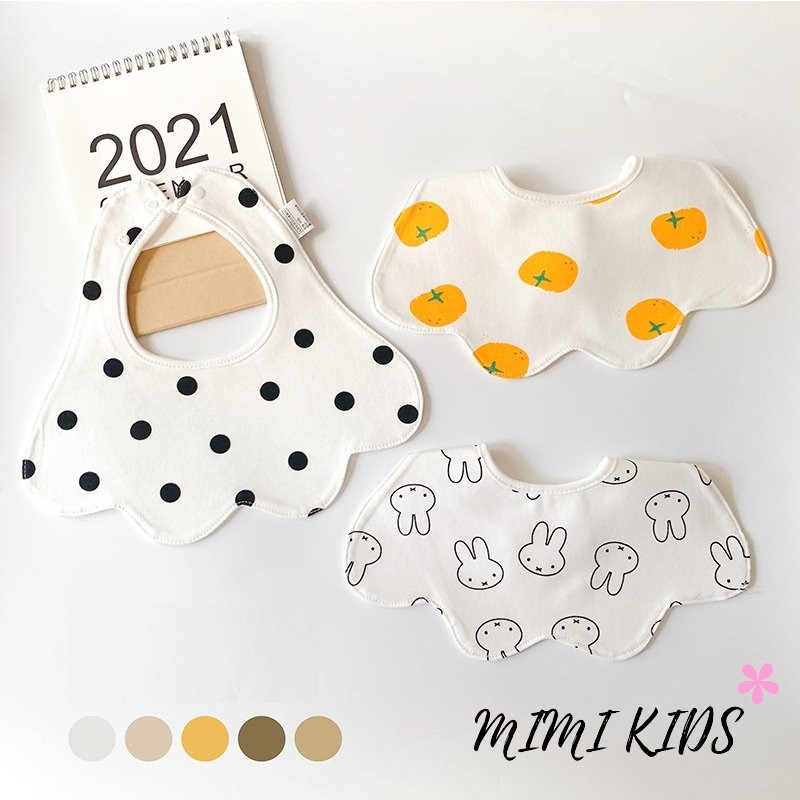 Set 3 yếm cổ hình dẻ quạt Cotton mềm mại cho bé Mimi Kids YC07