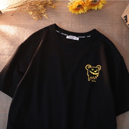 Áo thun tay ngắn dáng rộng in hình hoạt hình dành cho nam nữ cỡ M-5XL