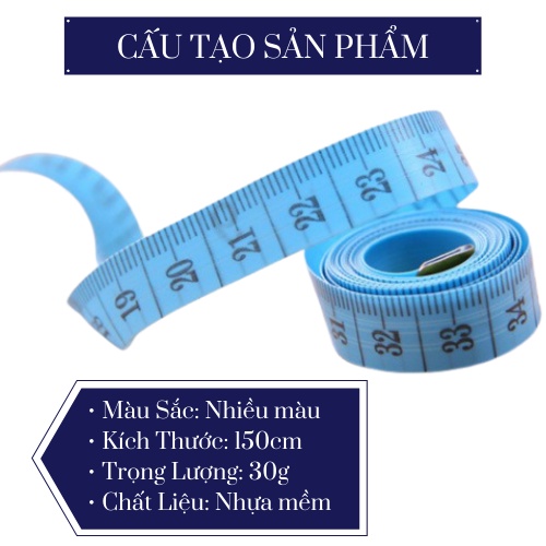Thước Dây Mềm Đo Quần Áo May Đồ - Đo Eo 3 Vòng Kiểm Tra Sức Khỏe 1.5 Mét