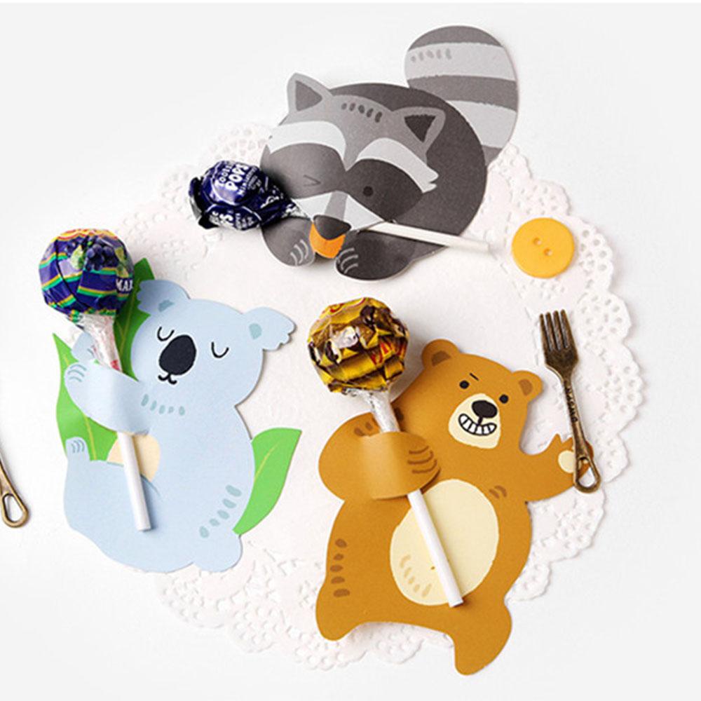 Set 50 Tấm Thẻ Kẹo Mút Hình Gấu Koala Thỏ Làm Quà Tặng Cho Bé