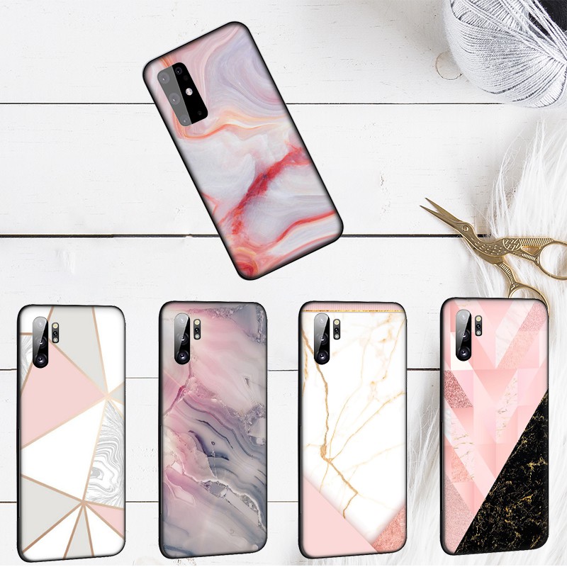 Ốp lưng silicone họa tiết đá hoa cương màu hồng cho Samsung Galaxy A9 A8+ A8 A7 A6+ A6 Plus 2018 A3 A5 2016 2017