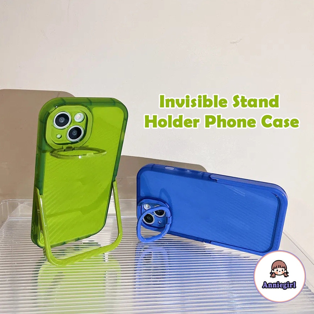 Ốp Điện Thoại TPU Mềm Trong Suốt Màu Kẹo Chống Trầy Xước Có Giá Đỡ Vô Hình Cho IPhone 13 12 11 Pro Max