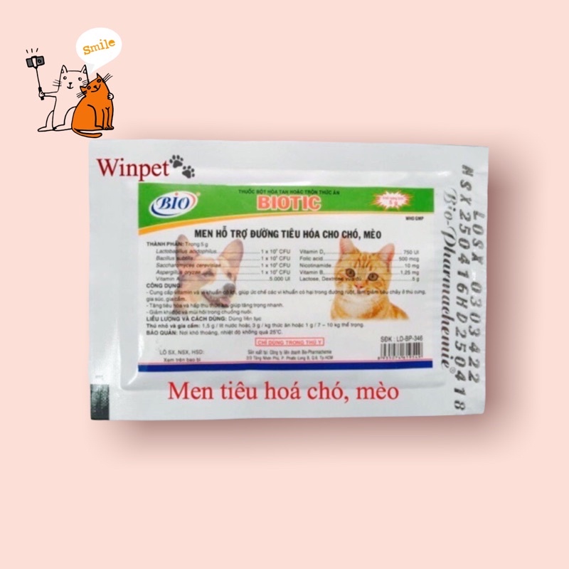 ME N TIÊU HÓA CHO CHÓ MÈO BIOTIC- gói 5 g