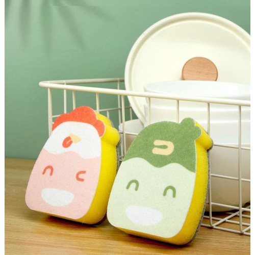 Miếng rửa chén tạo bọt chống xước hình thú (7,5x9cm)