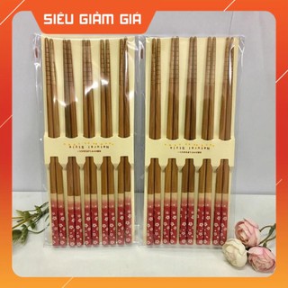 Set 5 đôi đũa hoa đỏ (mẫu mới - Made in Japan)