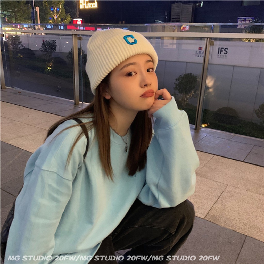 Mũ Len Dệt Kim MG STUDIO Thêu Họa Tiết Chữ Cái Thời Trang