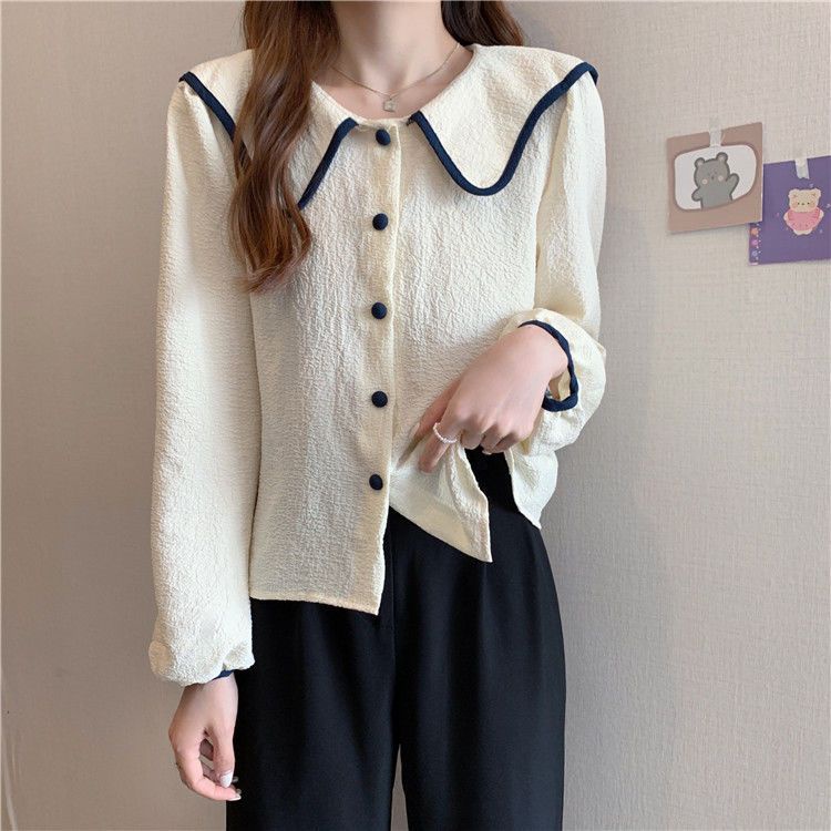 Áo Voan Tay Phồng Cổ Búp Bê Hàn Quốc JL-TX-525