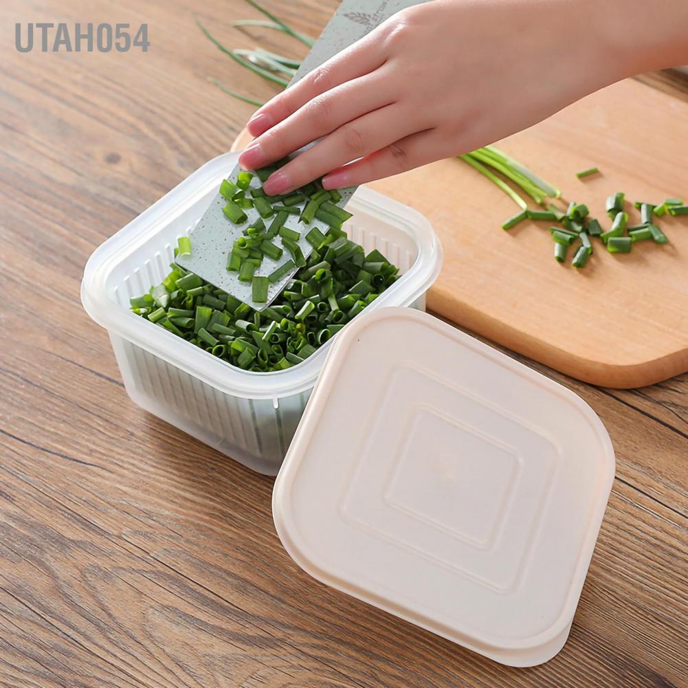 [Hàng Sẵn] Hộp bảo quản thực phẩm Cống rau hai lớp trong suốt cho nhà bếp gia đình【Utah054】