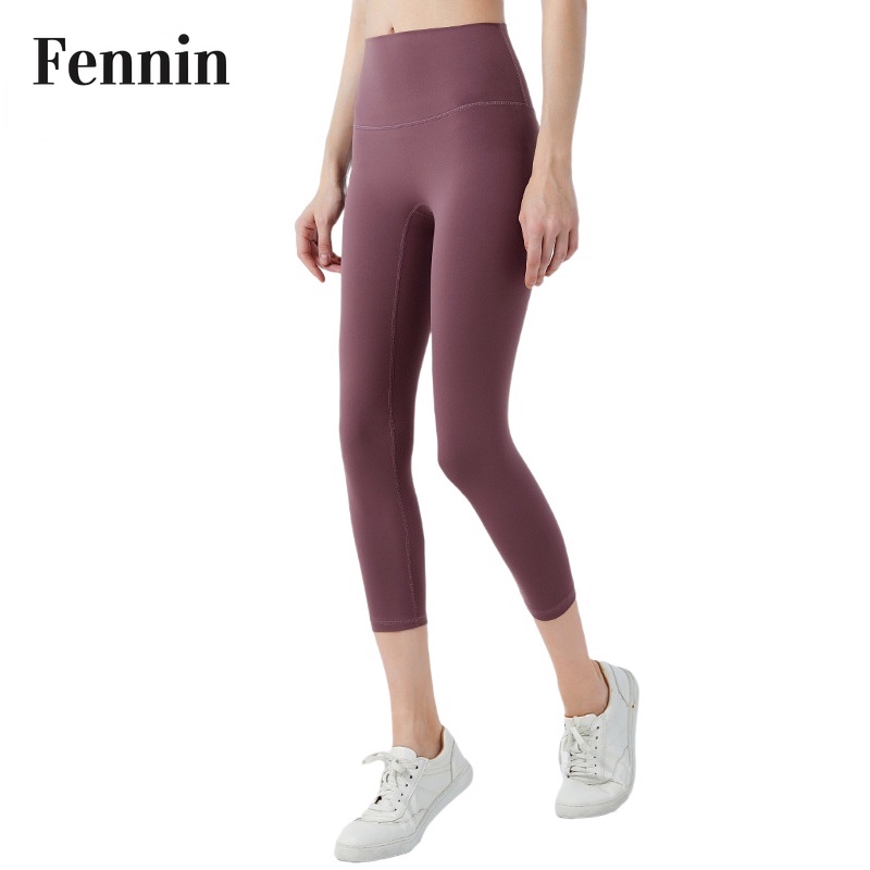 Quần tập thể dục yoga FENNIN lửng không đường may bó sát eo cao