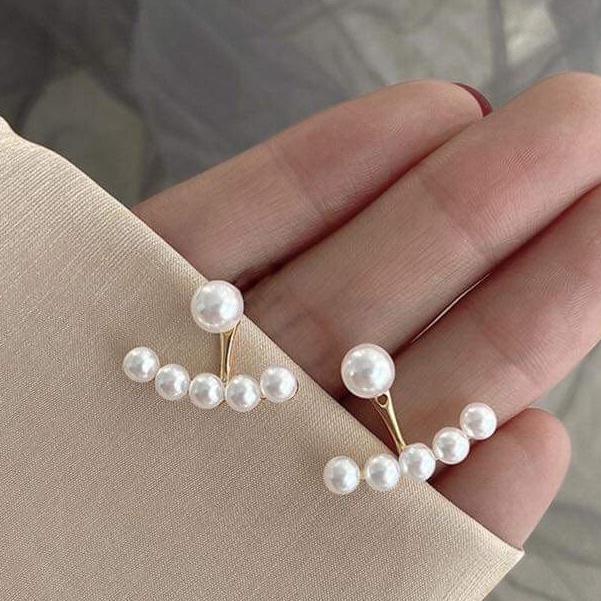 Bông tai bạc Van Jewelry V10179 Bông đính Ngọc Trai nhân tạo vầng trăng ôm viền tai