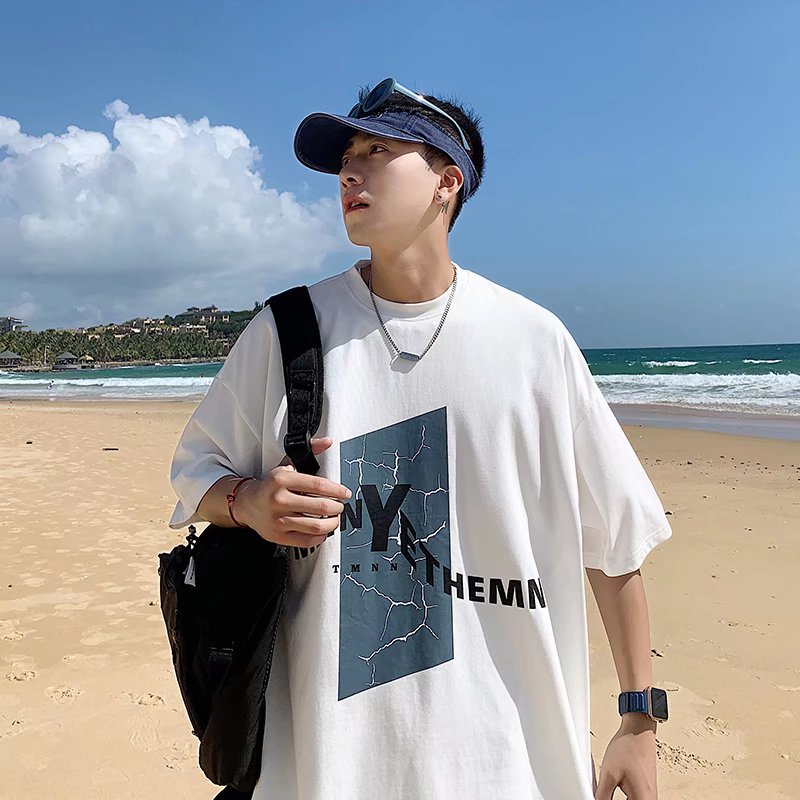 Áo Thun Dáng Rộng In Chữ Phong Cách Hip Hop Đường Phố Nhật Bản Thời Trang Mùa Hè Cho Nam Cỡ Lớn M-8XL