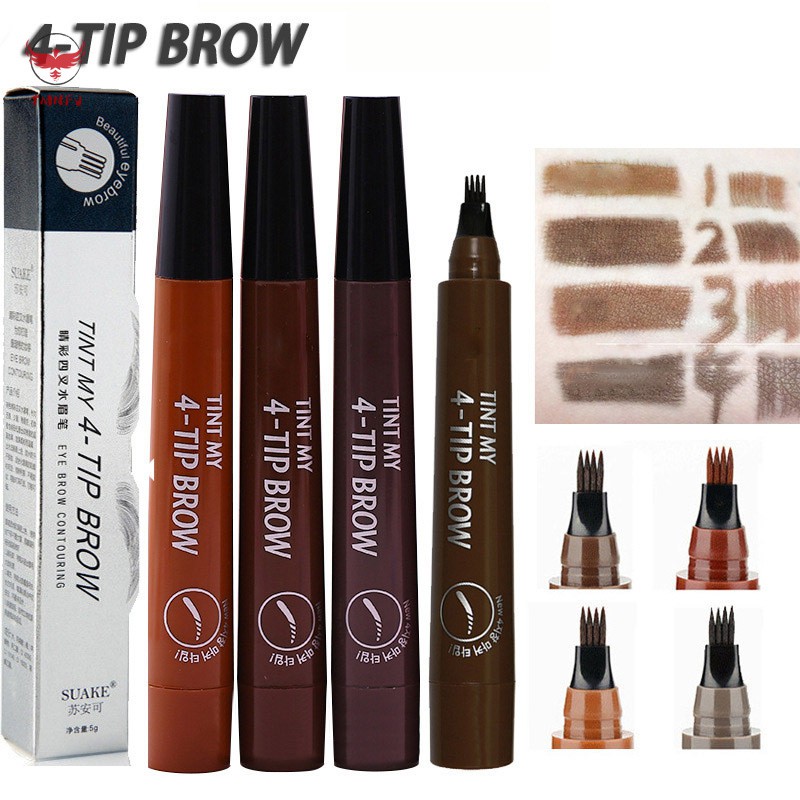 [Hàng mới về] Bút kẻ lông mày dạng phẩy sợi đầu 4 răng chống nước dành cho nữ