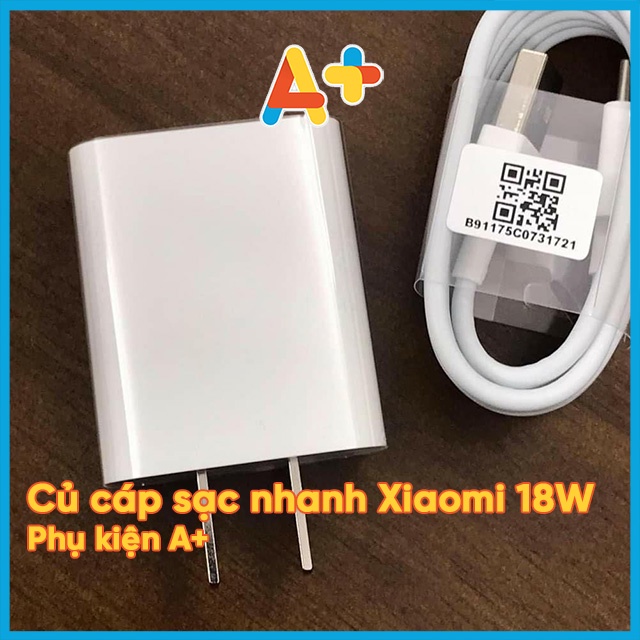 Cáp sạc, Combo Củ sạc nhanh Xiaomi 18W - [Note 8, Note 8 Pro, Bảo hành 3 tháng]