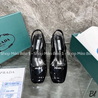 Sandal prd mũi vuông bít mũi gót trụ fullbox