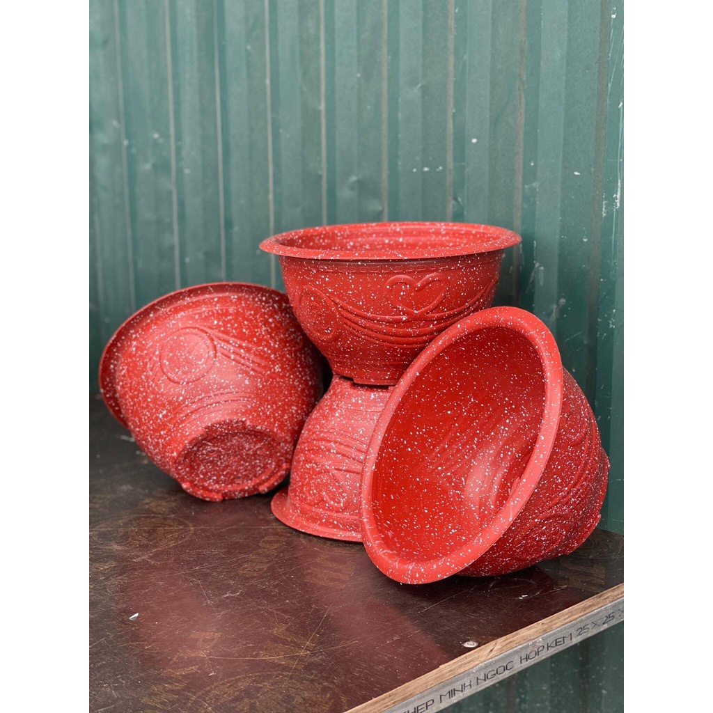 Chậu Nhựa Trồng Hoa, Cây Cảnh  Phúc- Lộc - Thọ - Vân Đá Đủ Màu T38