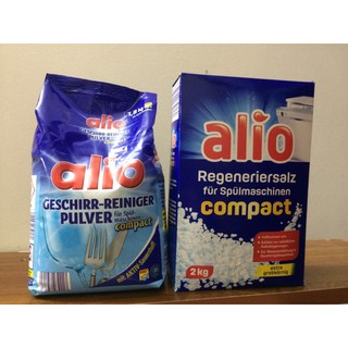 Muối rửa bát Alio 2kg + Bột rửa bát Alio 1,5kg (dùng cho máy rửa bát) + Tặng viên Alio