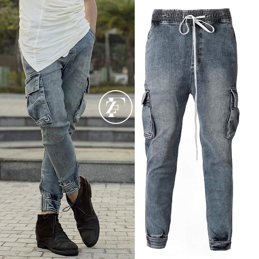 Quần jean nam túi hộp zipper xanh (QJ28)