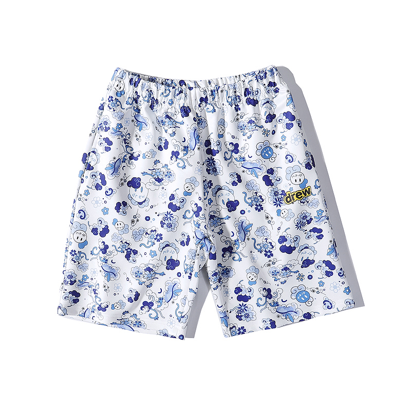 ❤ [Ready Stock] ❤ Dre&w House Justin Bieber Blue and white porcelain leisure Shorts Unisex