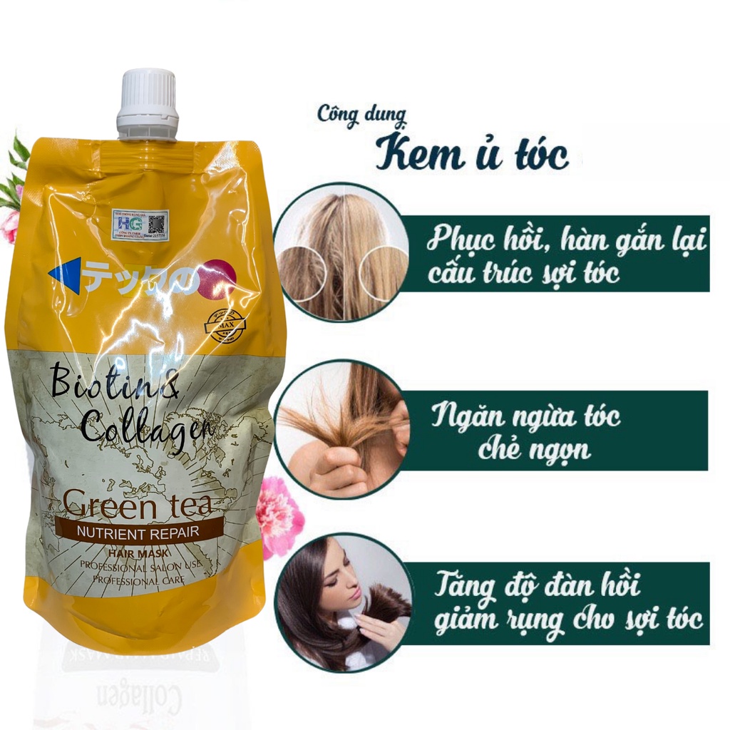 Kem Ủ tóc meiki mẫu mới hấp phục hồi meiki giảm gãy rụng hư tổn trẻ ngọn 500ml