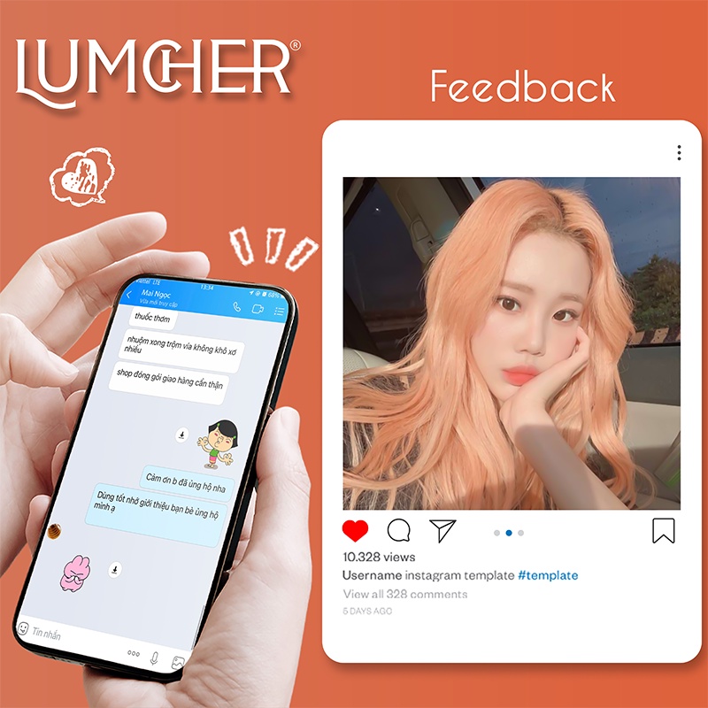 Thuốc nhuộm tóc Cam Mật Ong kèm tẩy tại nhà chính hãng Lumcher LC06