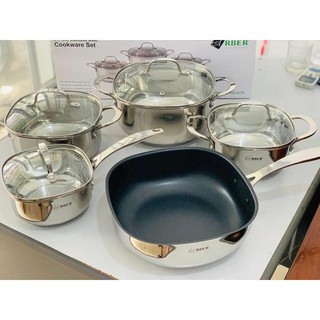 BỘ NỒI TỪ CHẢO 5 CHIẾC ARBER NATURAL QUARTZ-HÀNG CHÍNH HÃNG