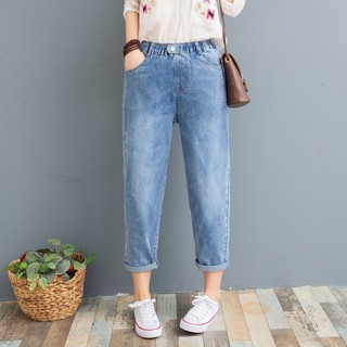 Quần jean nữ bagy lửng lưng thun màu trơn bigsize từ 45 đến 85kg Akira Store