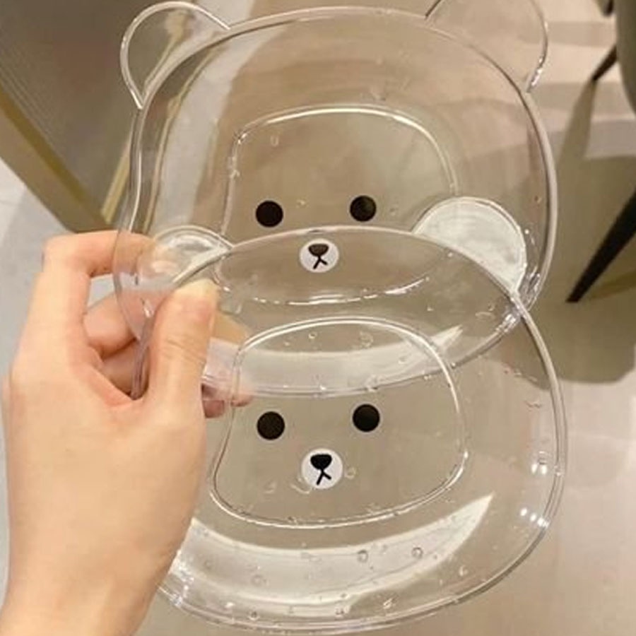 Đĩa ăn hình gấu siêu xinh, Đĩa đựng đồ ăn dặm cho bé, Khay đựng đồ hình gấu chất liệu an toàn