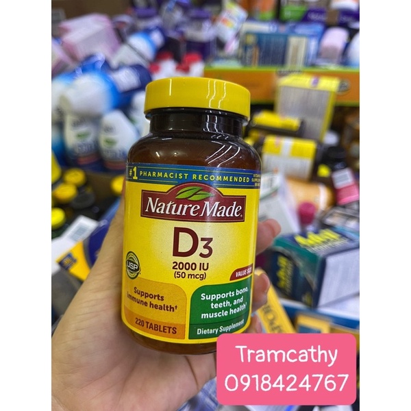 Vitamin D, Vitamin D3 hàm lượng cao 2000iu/5000 iu nature made mỹ