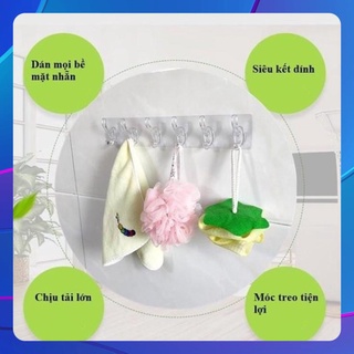 Thanh Treo Đồ  6 Móc Dán Tường-Trong Suốt Siêu Dính -Siêu Chịu Lực HÀNG MỚI