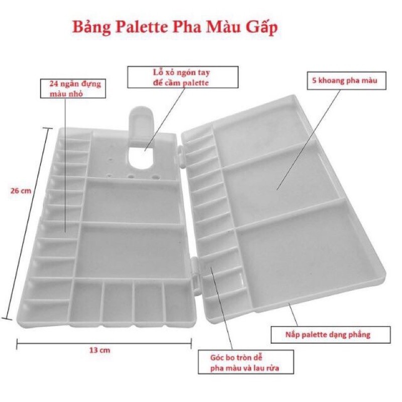 Khay Pha Màu nước/Palette dạng gập loại to 33 ô